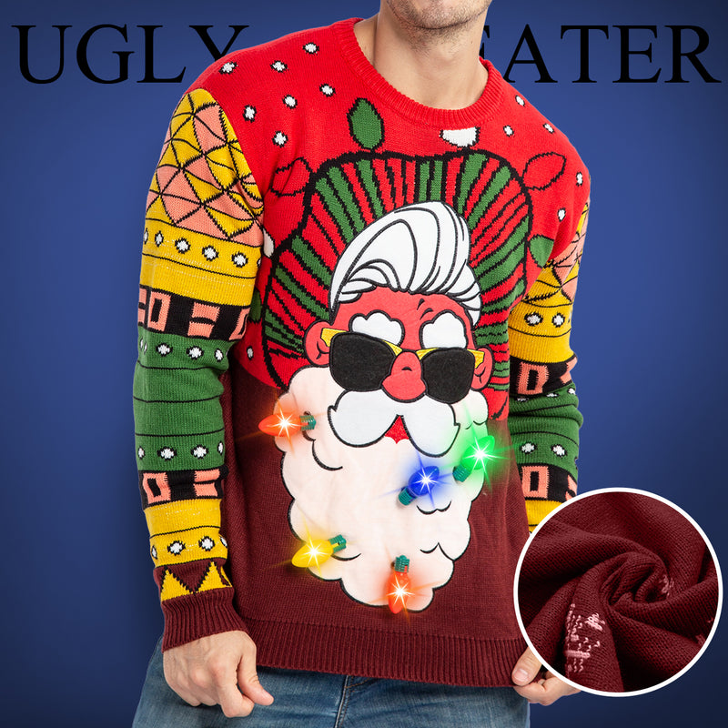 Christmas Sweaters Santa Ugly Sweater with Light Bulbs