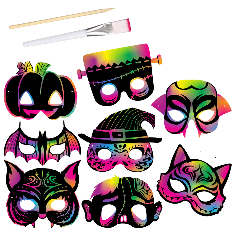 32 Pcs Halloween Scratch Masks