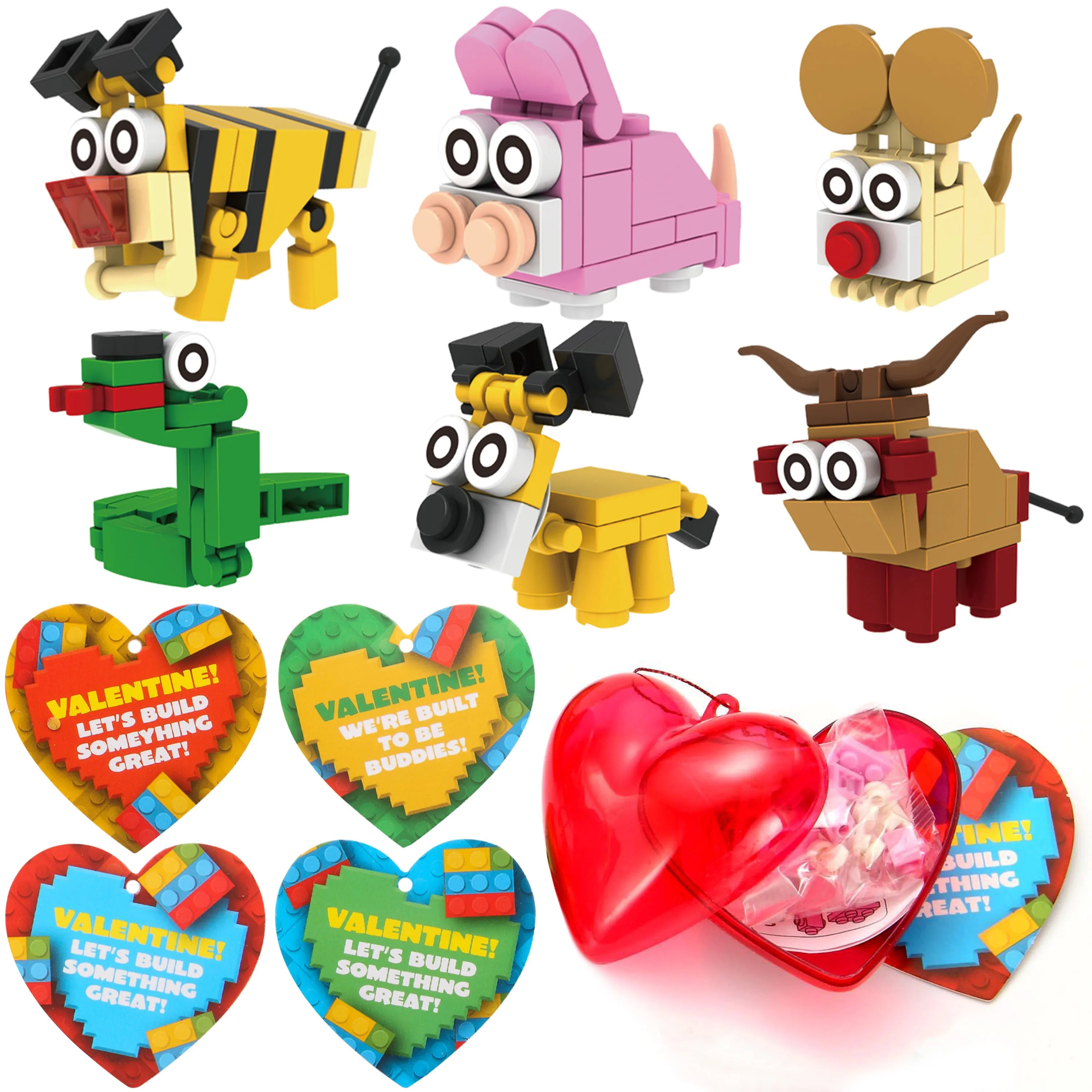 Valentines Day Heart Boxes for Kids with Animal Plush, 28 Pack - JOYIN