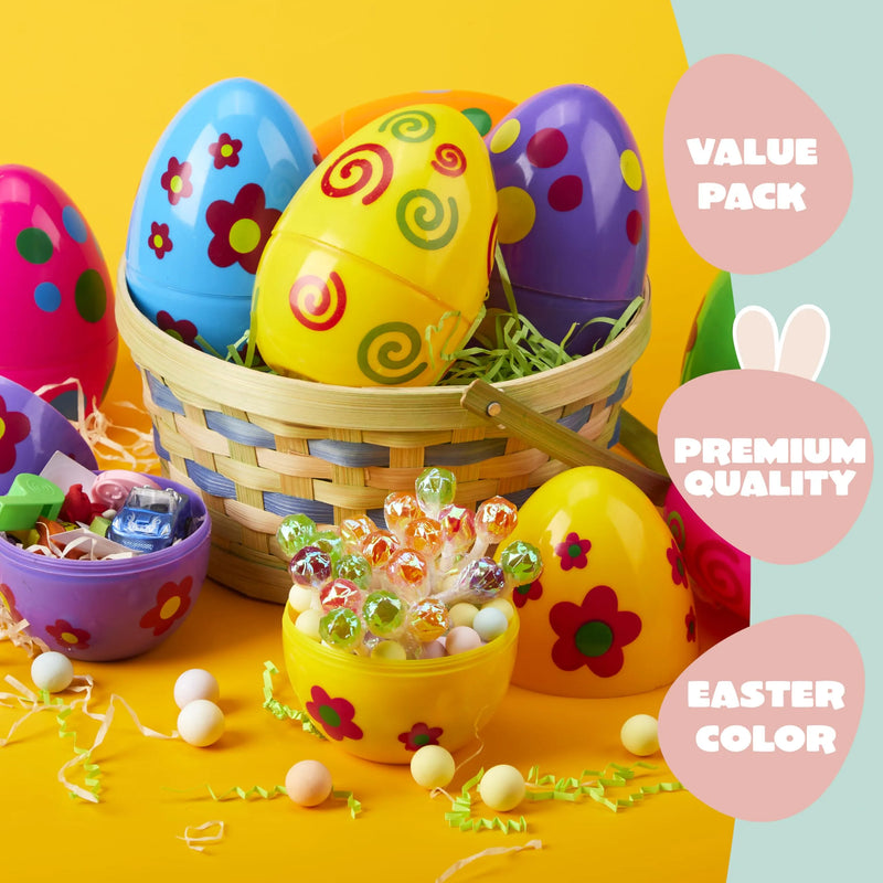 12Pcs 5.5in Colorful Printed Fillable Giant Easter Egg Shells