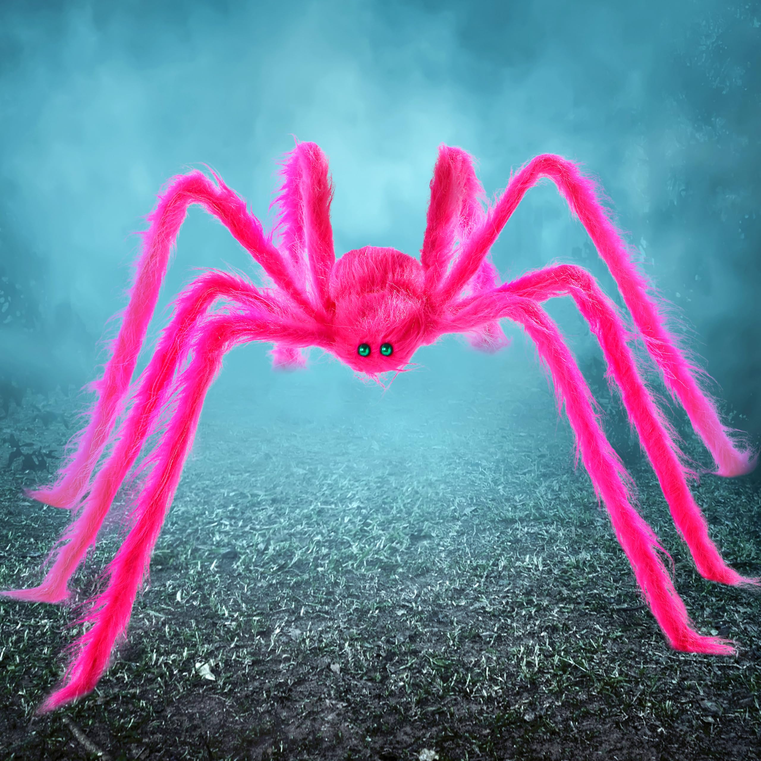Halloween Spider Decorations Outdoor, 5 Ft Giant Neon Colored Pink