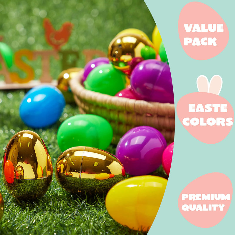2.3in 494Pcs Easter Eggs + 6 Golden Eggs for Easter Hunt Classroom Prize Supplies Toy