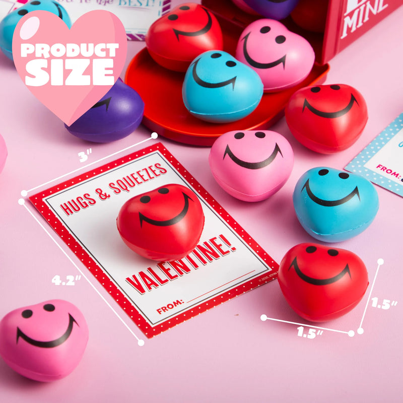 28Pcs Heart Shape Squeeze Ball with Valentines Day Cards for Kids-Classroom Exchange Gifts