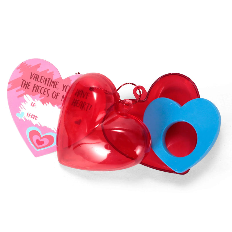 28Pcs Prefilled Hearts with Crayons and Valentines Day Cards for Kids-Classroom Exchange Gifts