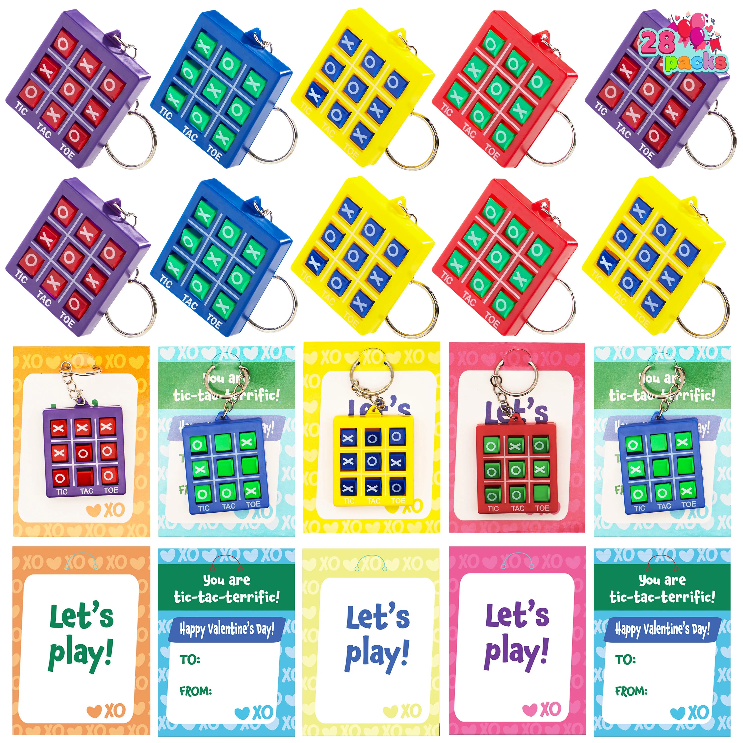 Portachiavi Gioco Tris Per Bambini - 4 Pezzi In Metallo Colorato - Rompicapo Tascabile Portatile - Gadget Festa Compleanno E Bomboniere