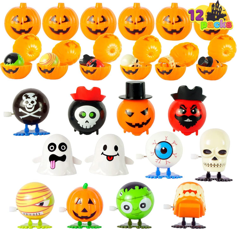 Halloween Prefilled Pumpkin Box with Wind Up Toys, 12 Pcs