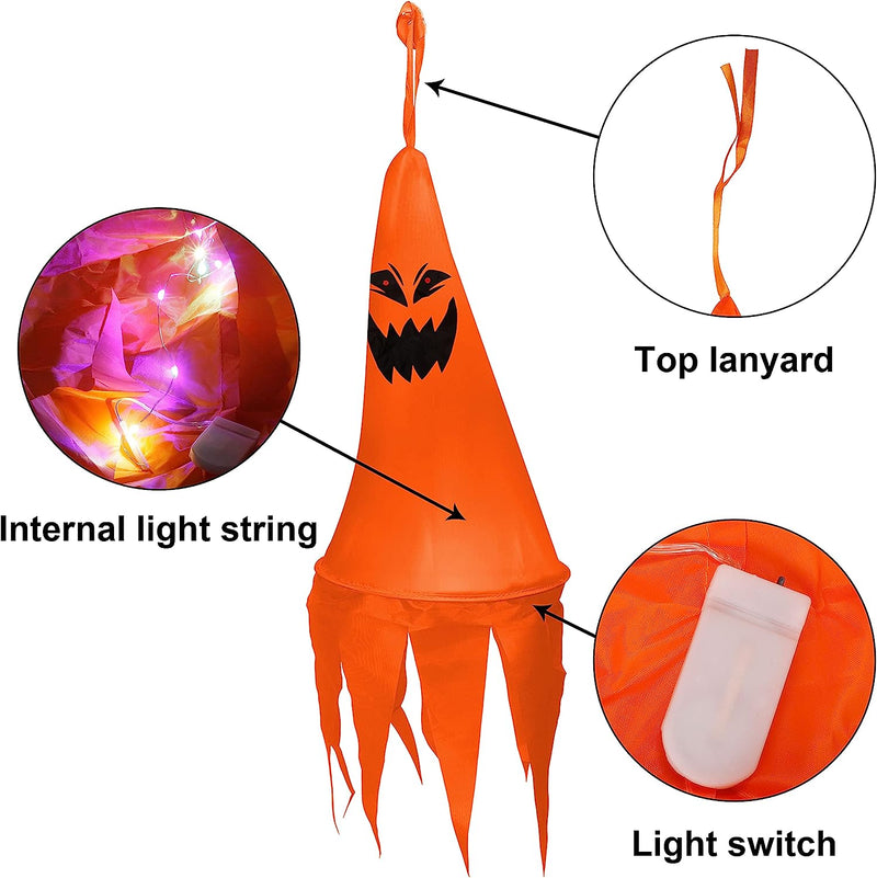 24in Light-up Hanging Ghost, 8 Pack