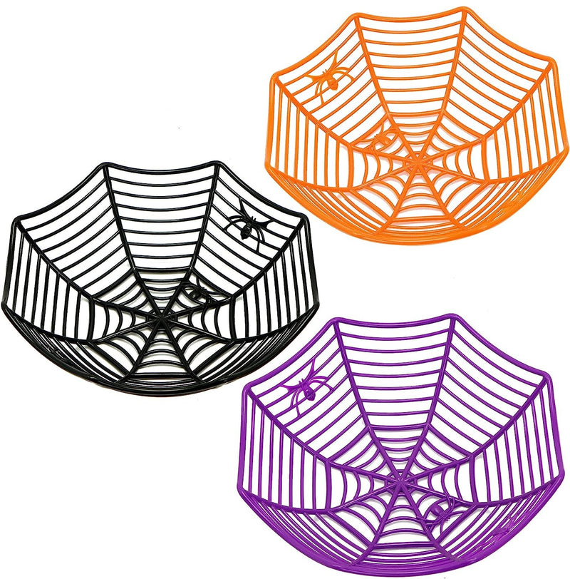 Large Spider Web Plastic Bowls, 3 Pcs