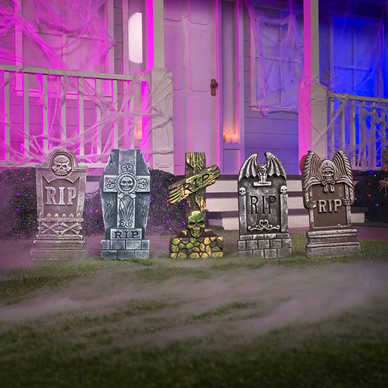 5-pack Realistic Foam Tombstones And Stands