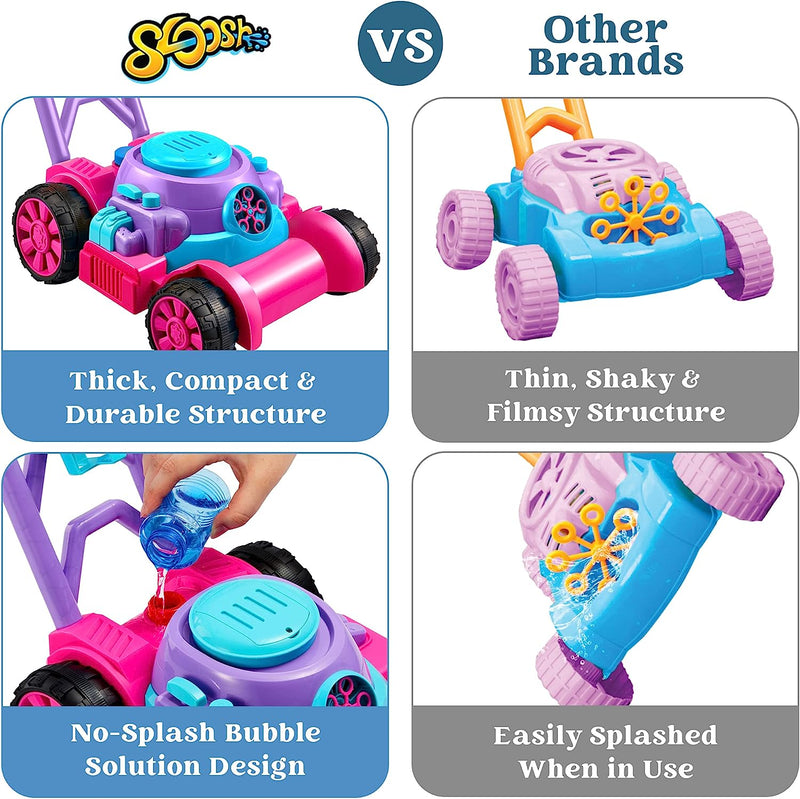 Sloosh Bubble Lawn Mower Toddler Toys, Pink