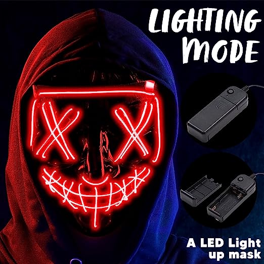 LED Scary Mask And Gloves (red)