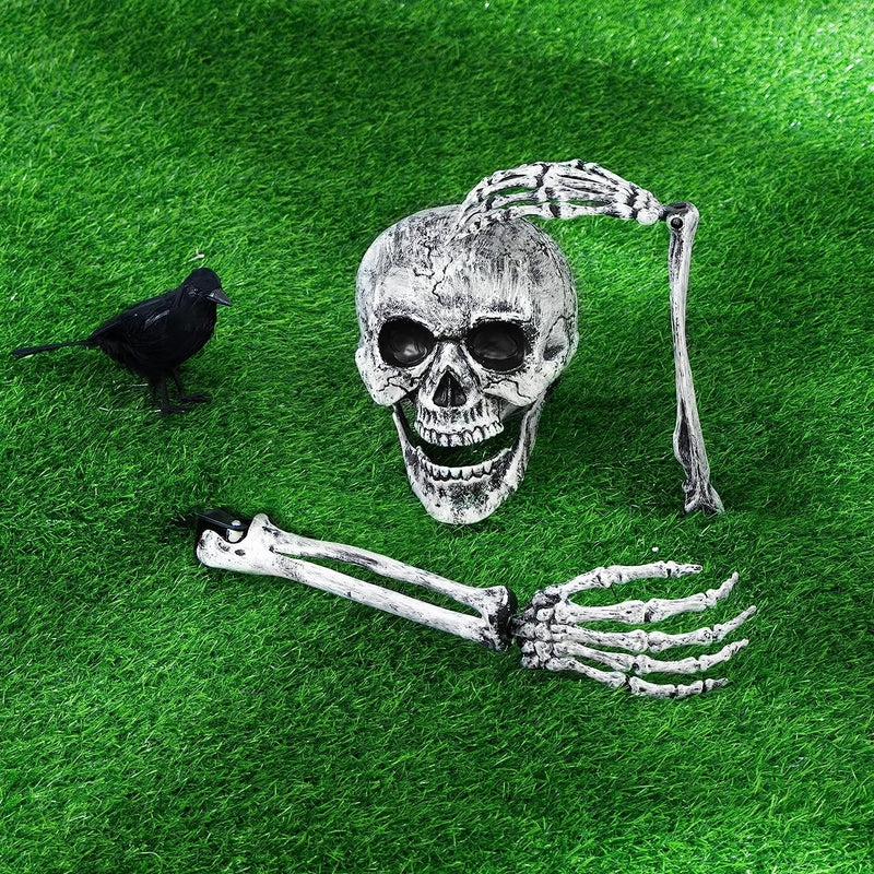 3 Pcs Skeleton Yard Stake With 2 Crows