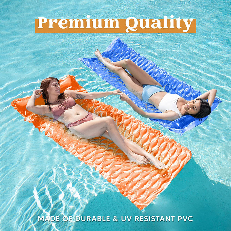 SLOOSH - Inflatable Pool Mat Float Lounger with Headrest, 2 Pack