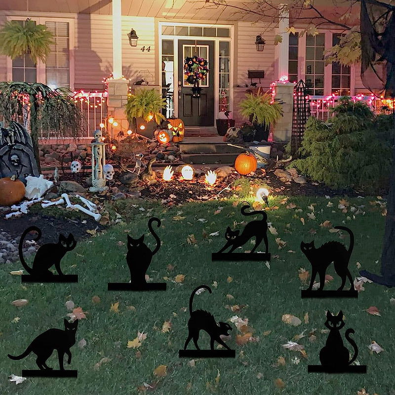 Spooky Cat Yard Sign, 7 Pack