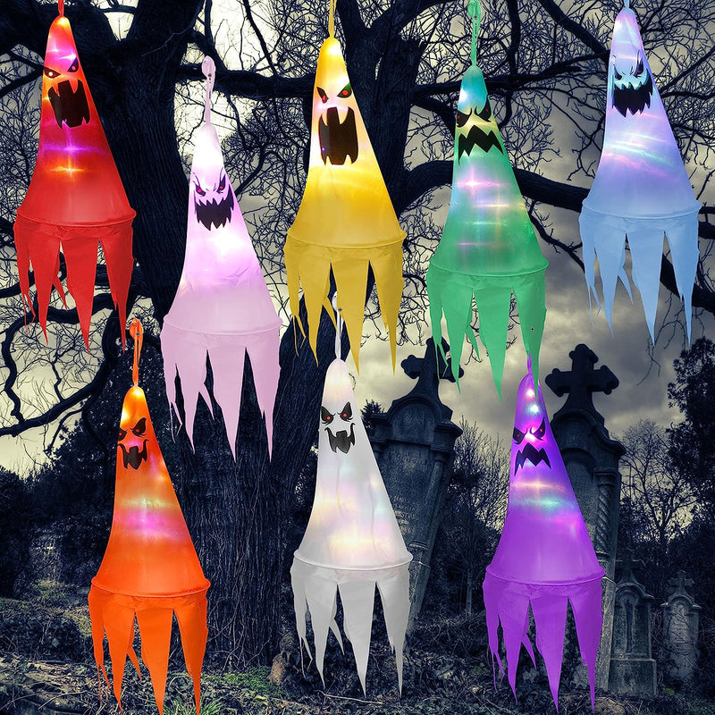 24in Light-up Hanging Ghost, 8 Pack
