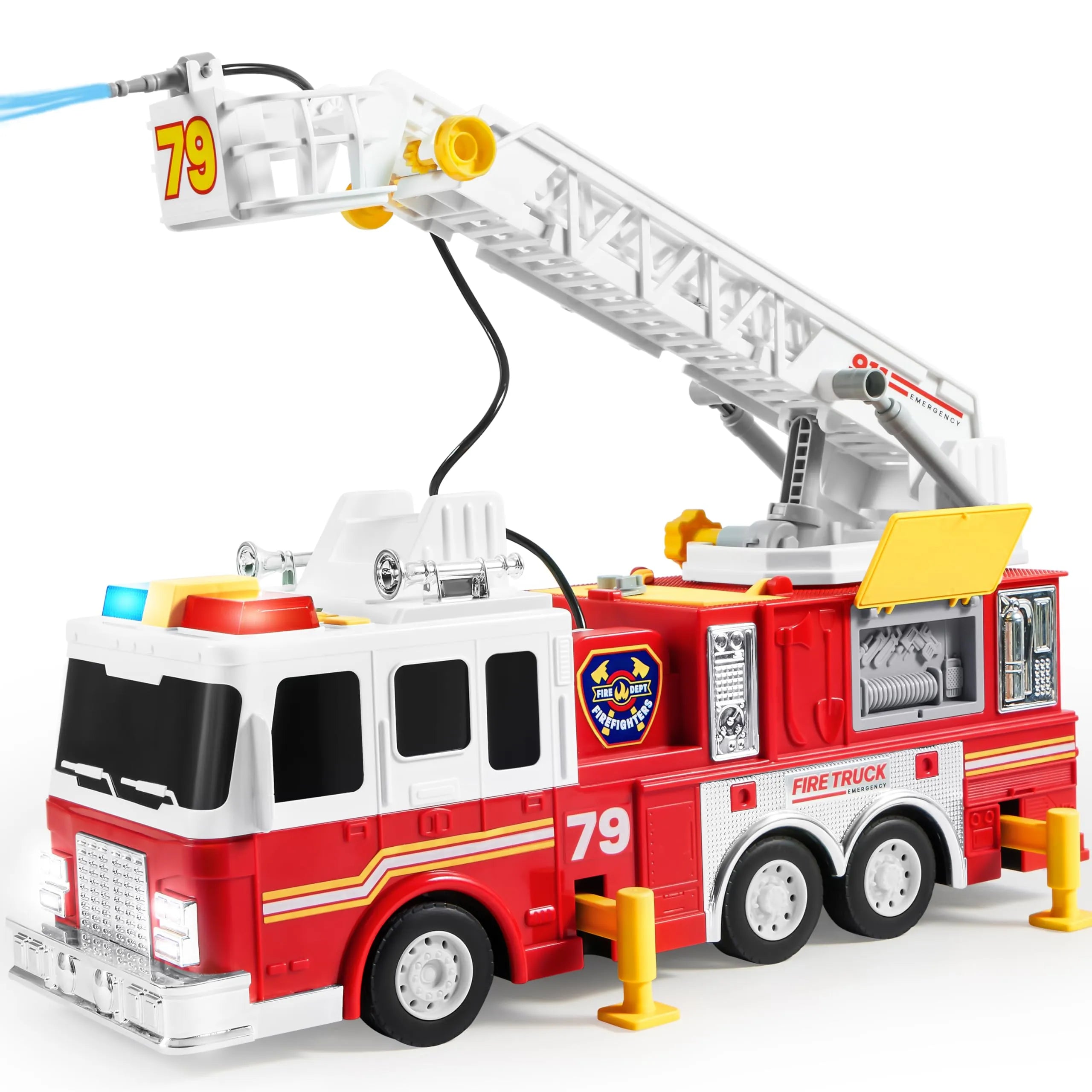 Extra Large Size Fire Truck Toys for Boys with 33-inch Ladder Gift For