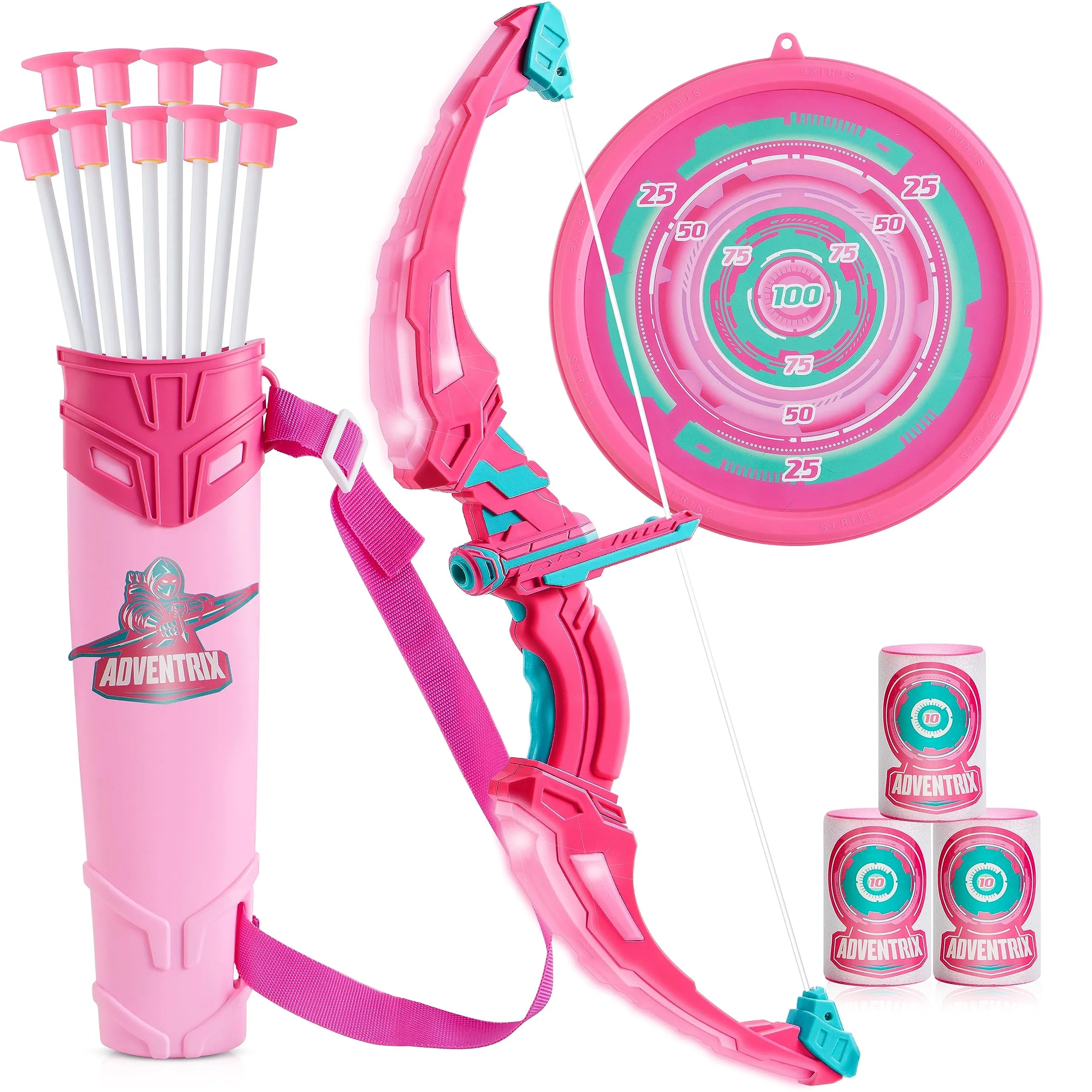 Kids LED Light Up Archery Toy Set with Suction Cup Arrows, Target & Ar