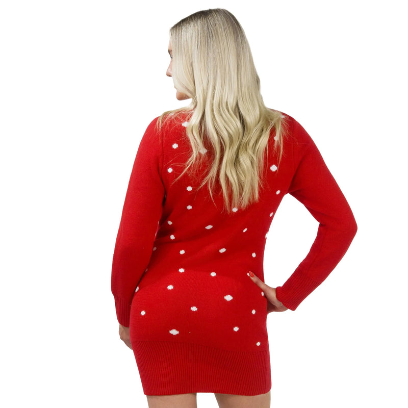 Woman Ugly Sweater Dress with 3D Christmas Tree and Novelty Light