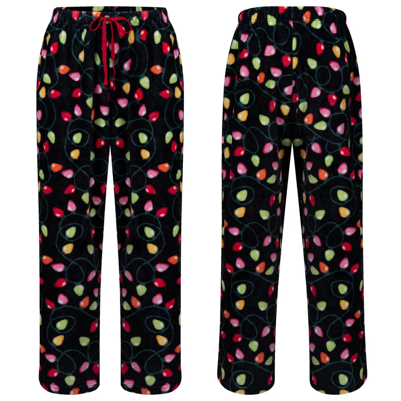 Women Colorful String Lights Loose Straight Cartoon Pajama Pants