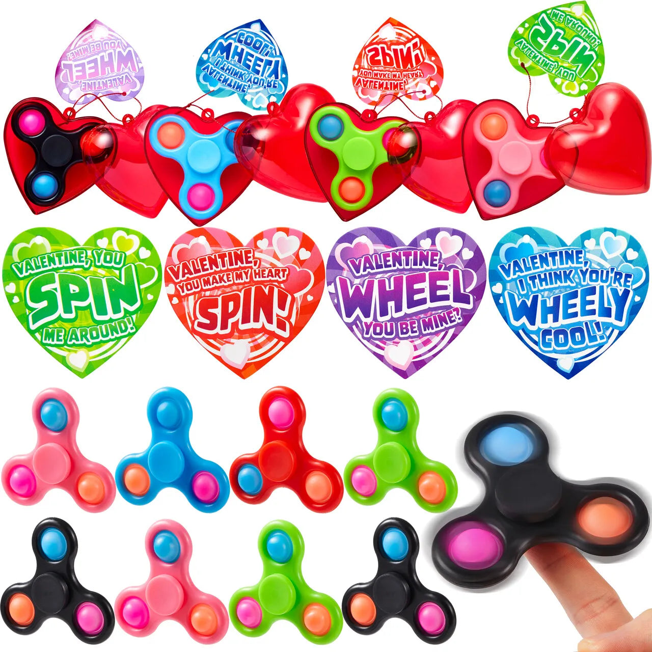 JOYIN 28 Pcs Valentine's Day Filled Heart with Fidget Spinner and