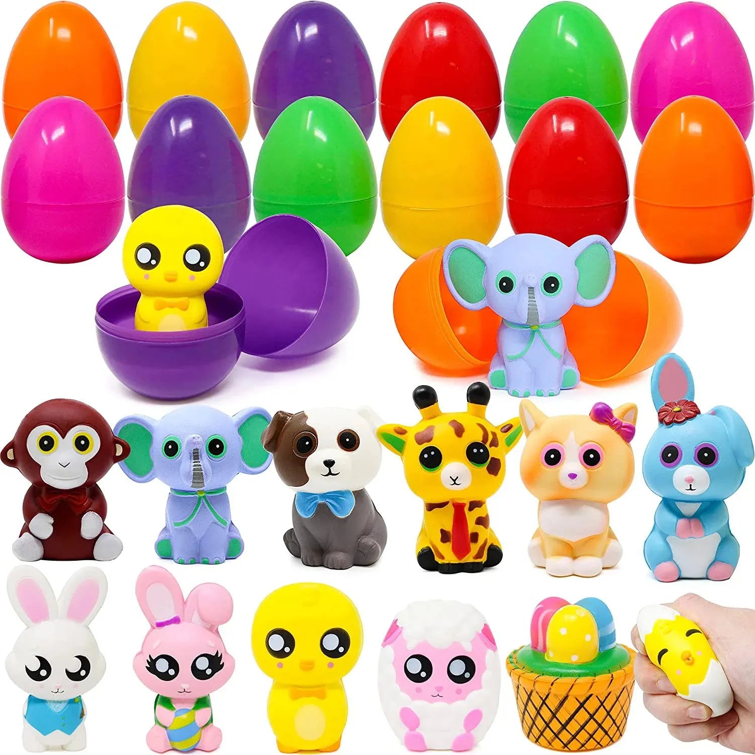 12pcs Prefilled Easter Eggs With Squishy Toys