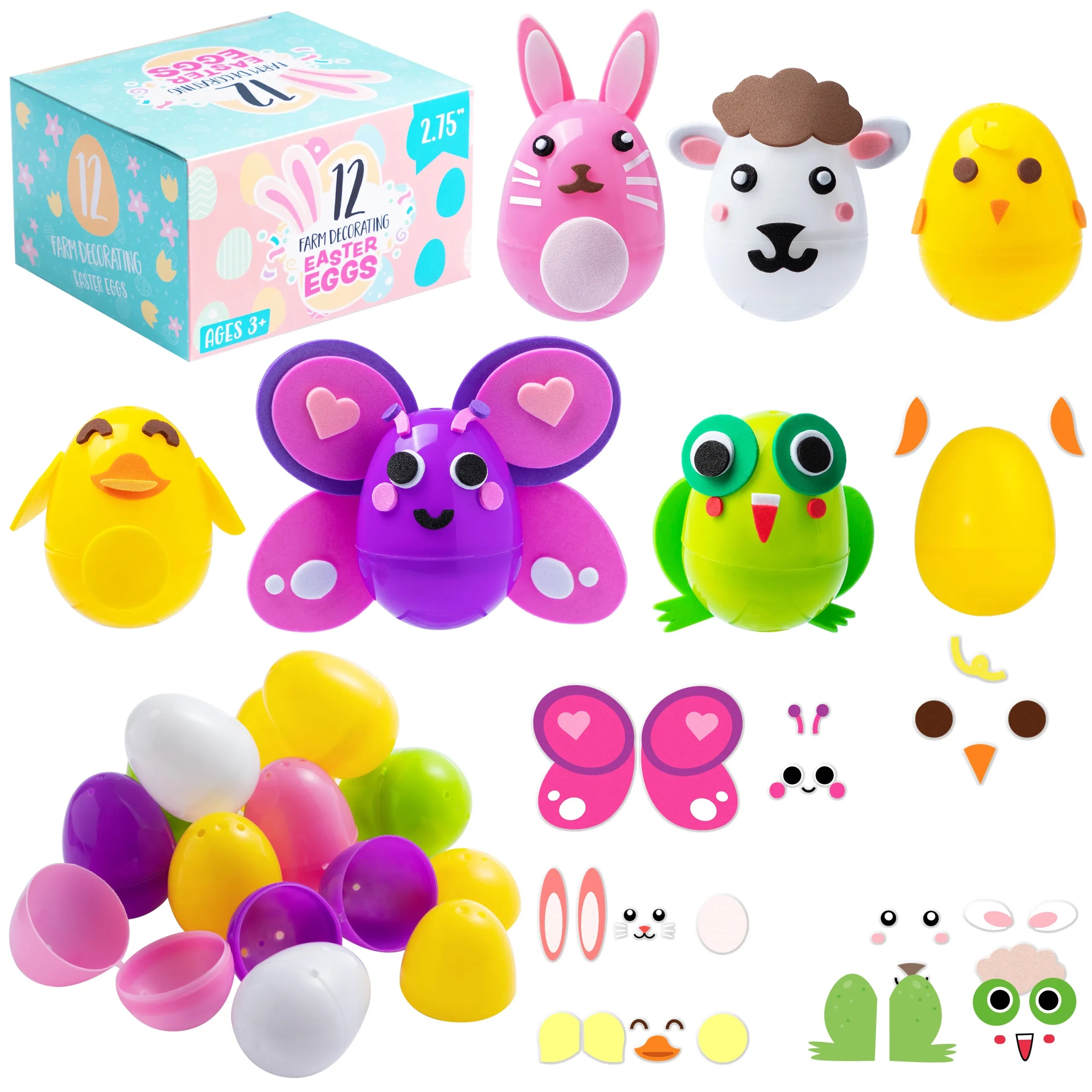 Easter Egg Foam Decorating Craft Kits, 12 Pack JOYIN