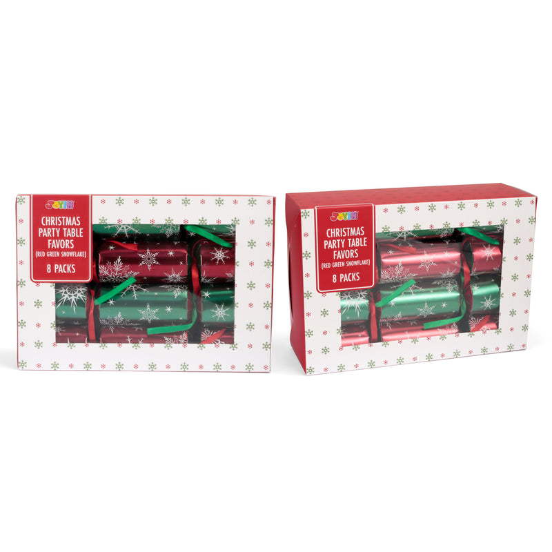 Christmas Party Table Favors (Red Green Snowflake), 8 Pack