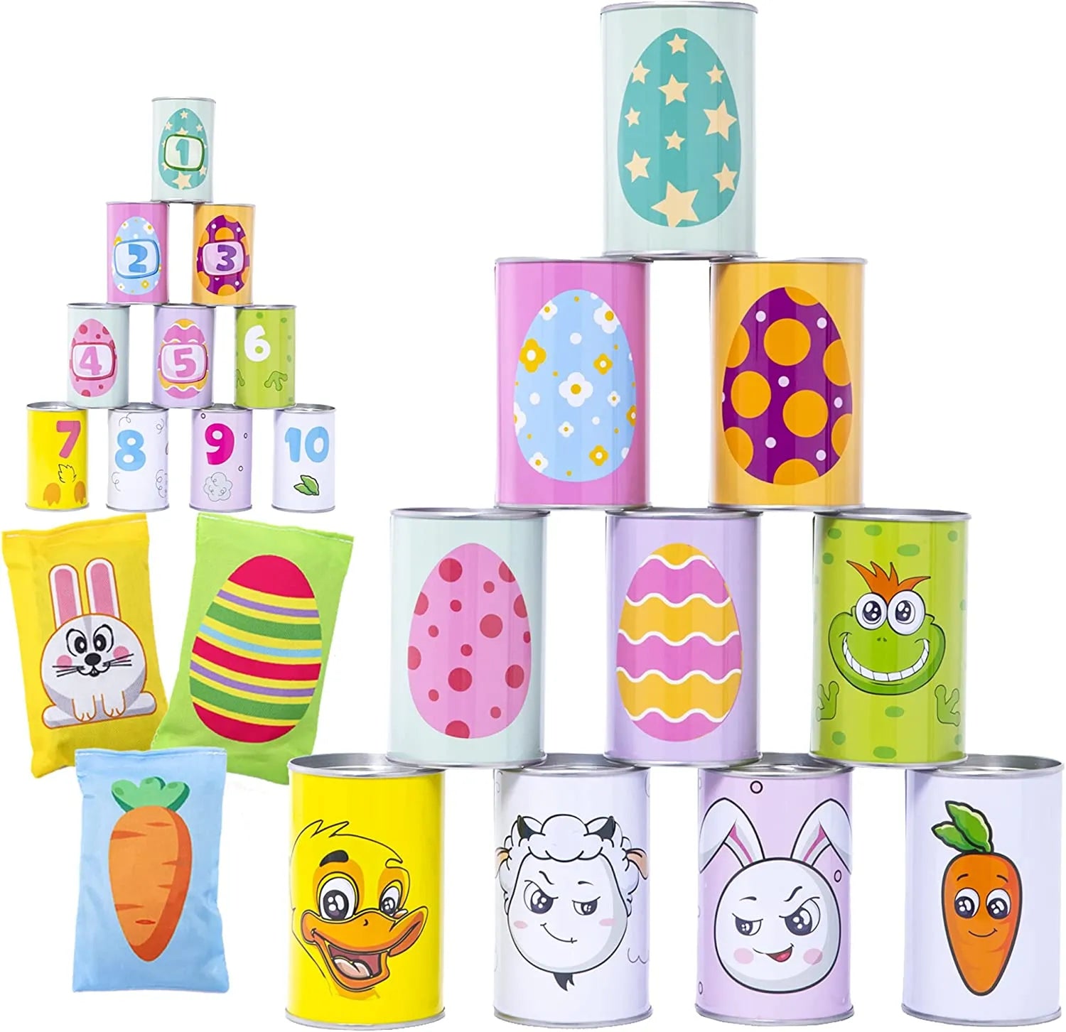 Easter Animal Toss Knockdown Can Game Set - JOYIN