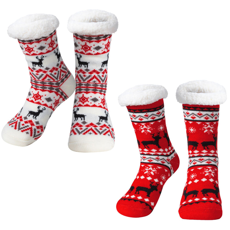 Christmas Fuzzy Crew Socks, 2 Pack