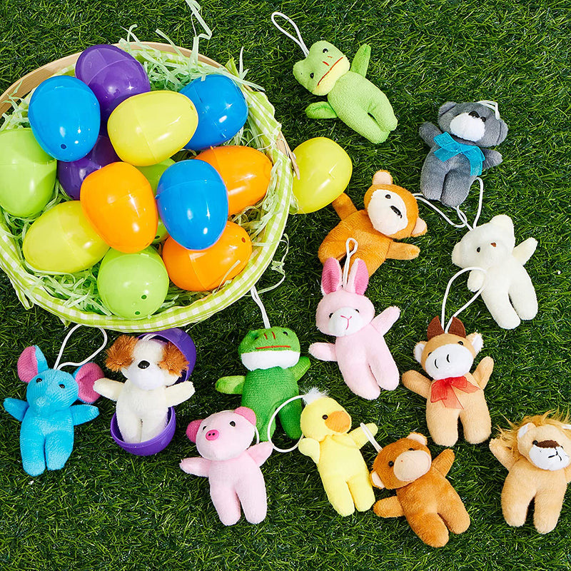 15Pcs Plush Animals Prefilled Easter Eggs