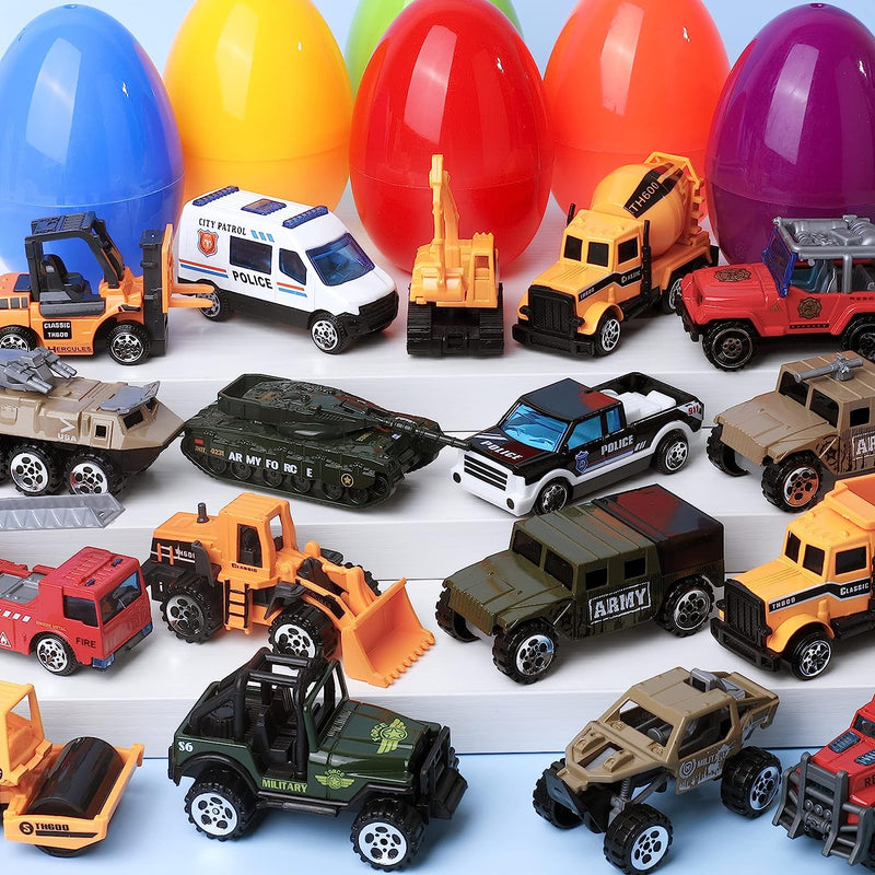 18Pcs 3.35in Diecast Vehicles Prefilled Easter Eggs For Easter Egg Hunt