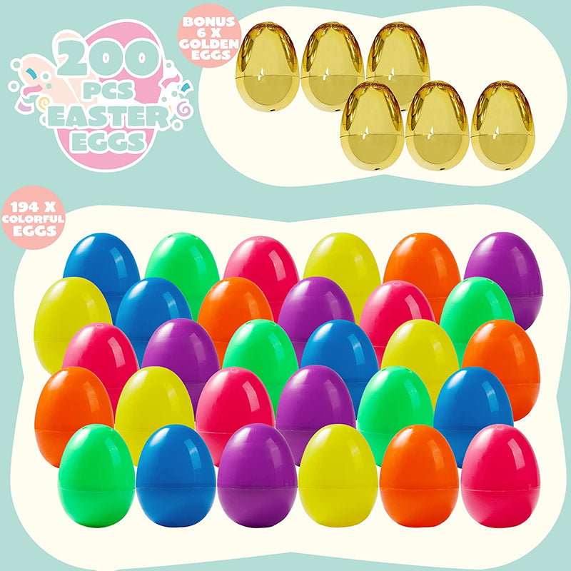 200Pcs Colorful and Golden Easter Egg Shells 2.3in