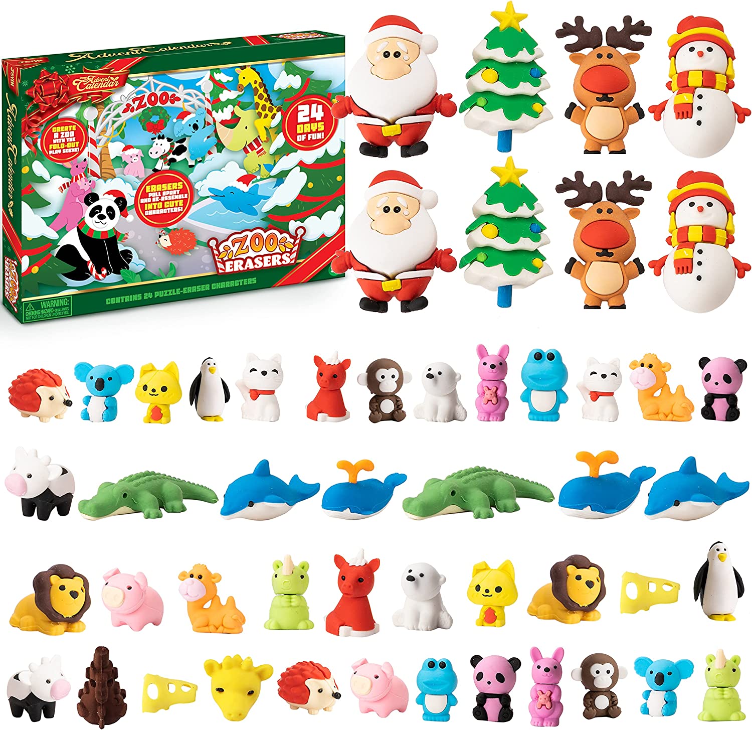 JOYIN Advent Calendar with Animal Erasers JOYIN Advent Calendar with Animal Erasers