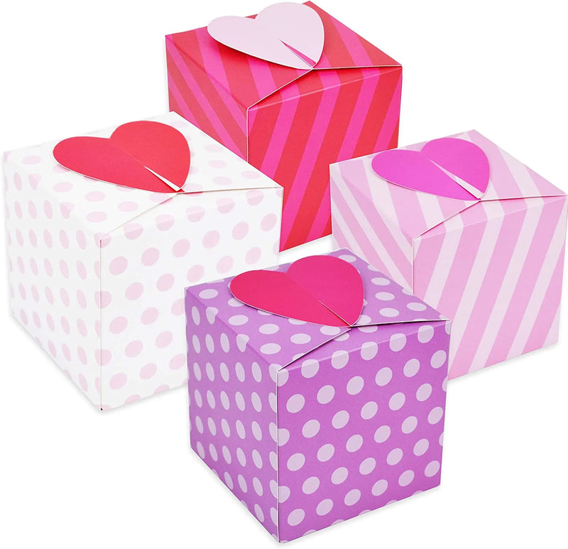 24Pcs Valentines Heart Shape Repeated Pattern Treat box for Kids