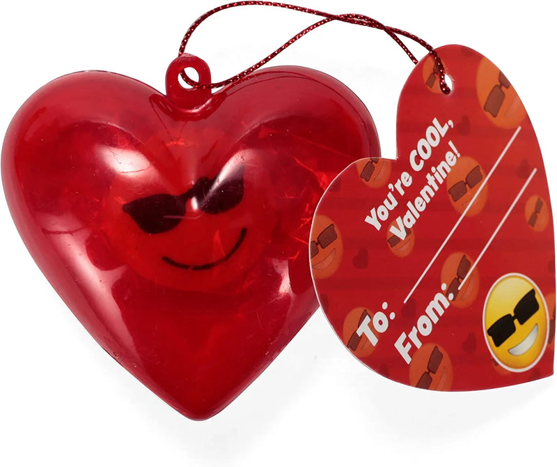 28Pcs Iconic Expression Eraser Filled Hearts Set with Valentines Day Cards for Kids-Classroom Exchange Gifts