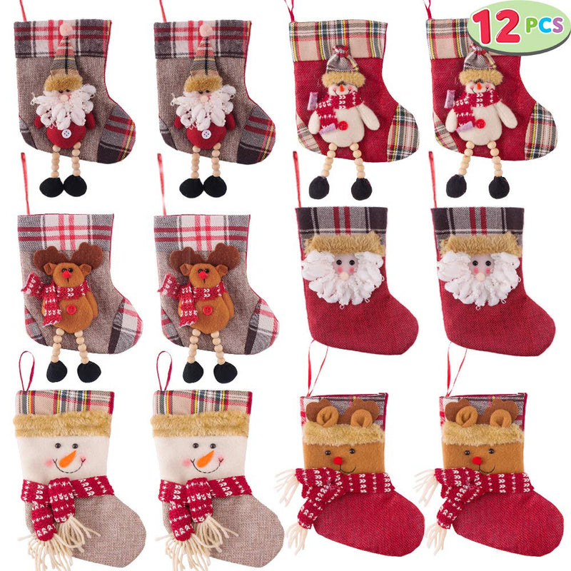 12 Mini 3D Christmas Stockings