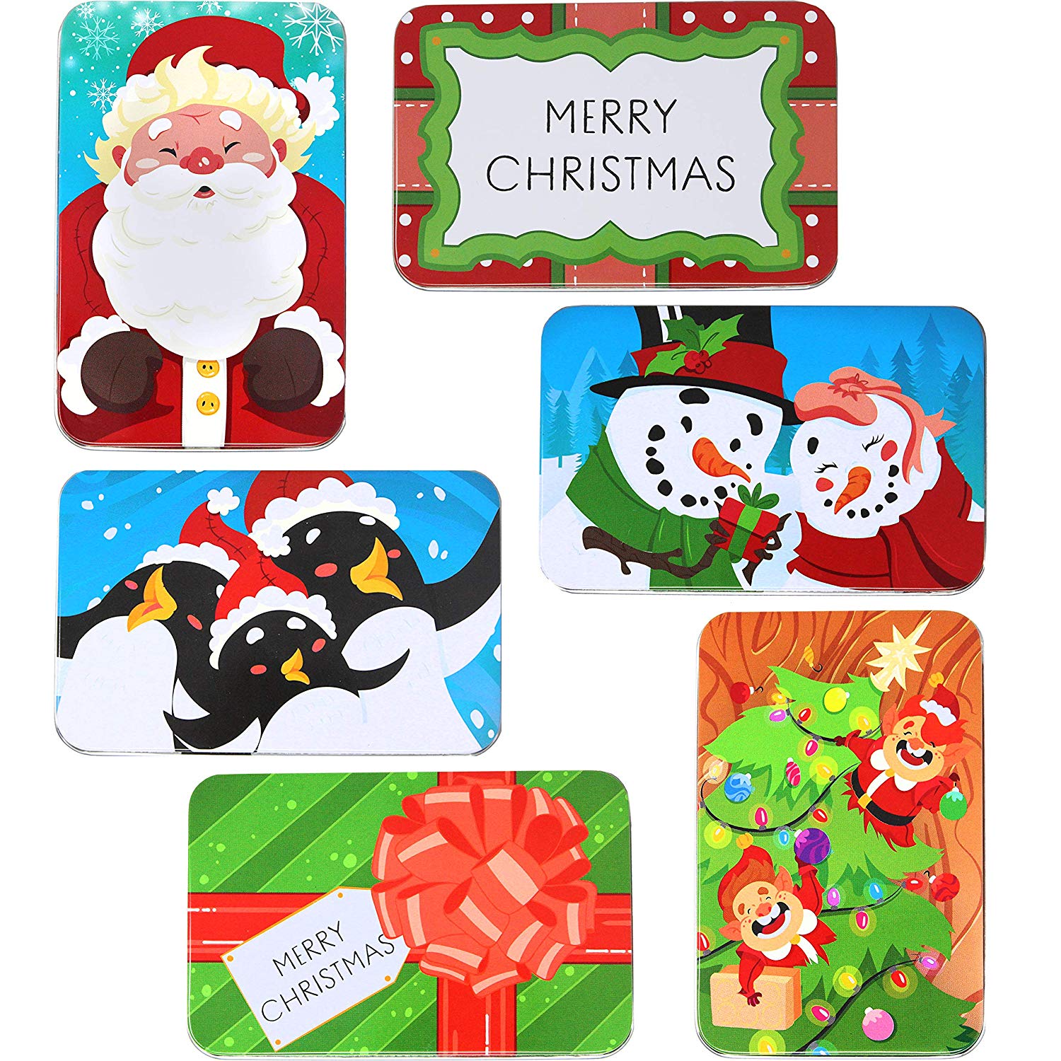  JOYIN 6 Christmas Gift Card Holder Tin Boxes 4.7” x 3.5” x 0.9”  Christmas Tins Holders for Christmas Holiday Décor, Xmas Party Favor Box :  NOT A BOOK: Health & Household