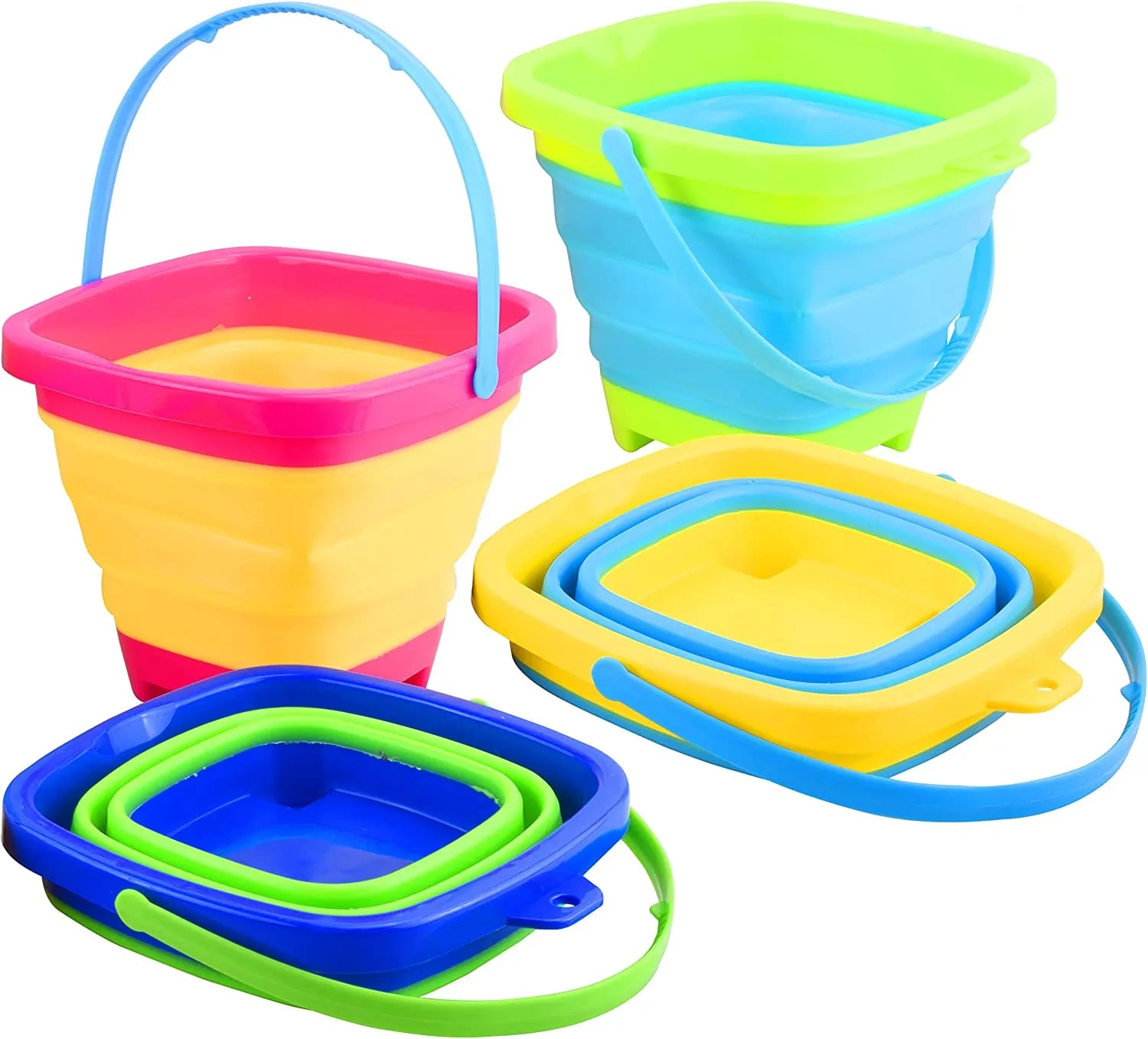 JOYIN 4 Collapsible Buckets & Basket for Kid, 2L Foldable Round Tub Portable