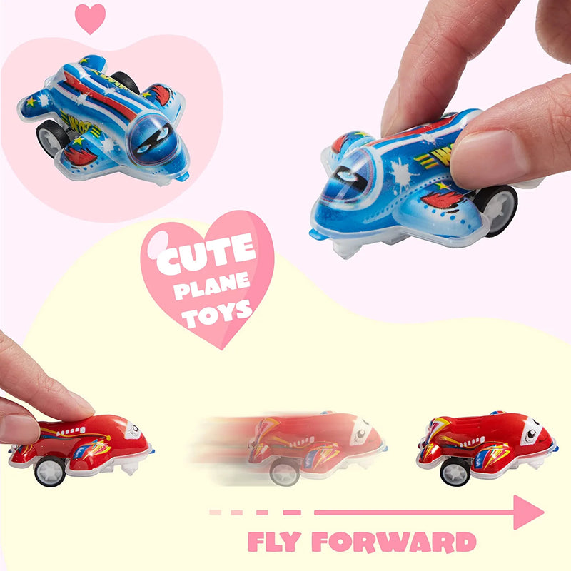 28Pcs Kids Valentines Cards with Pull Back Airplanes-Classroom Exchange Gifts