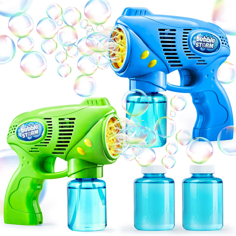7in Bubble Gun Blower with 2 Bottles of 5 oz. Bubble Refill Solution, 2 Pcs