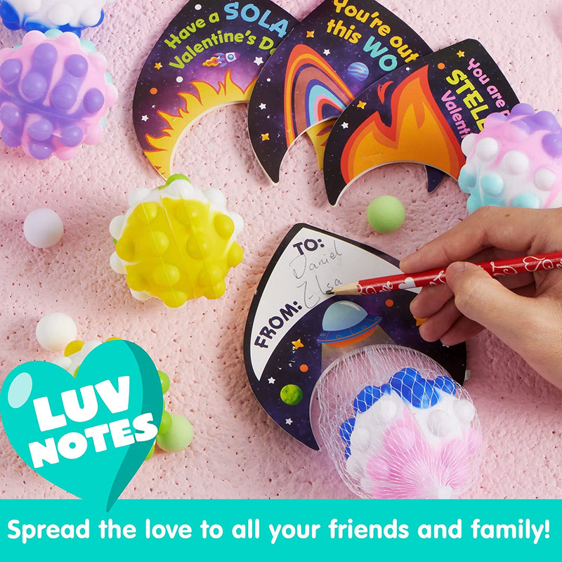 12Pcs Kids Valentines Cards push bubble Ball-Classroom Exchange Gifts