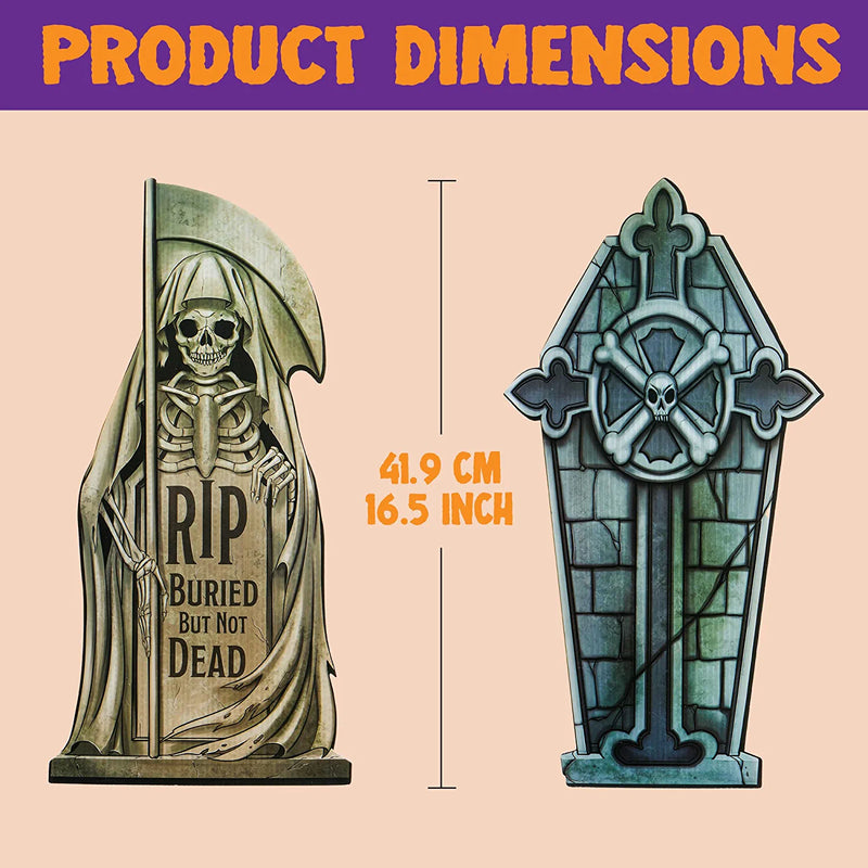 Pack of 8 Halloween Tombstone Yard Decorations