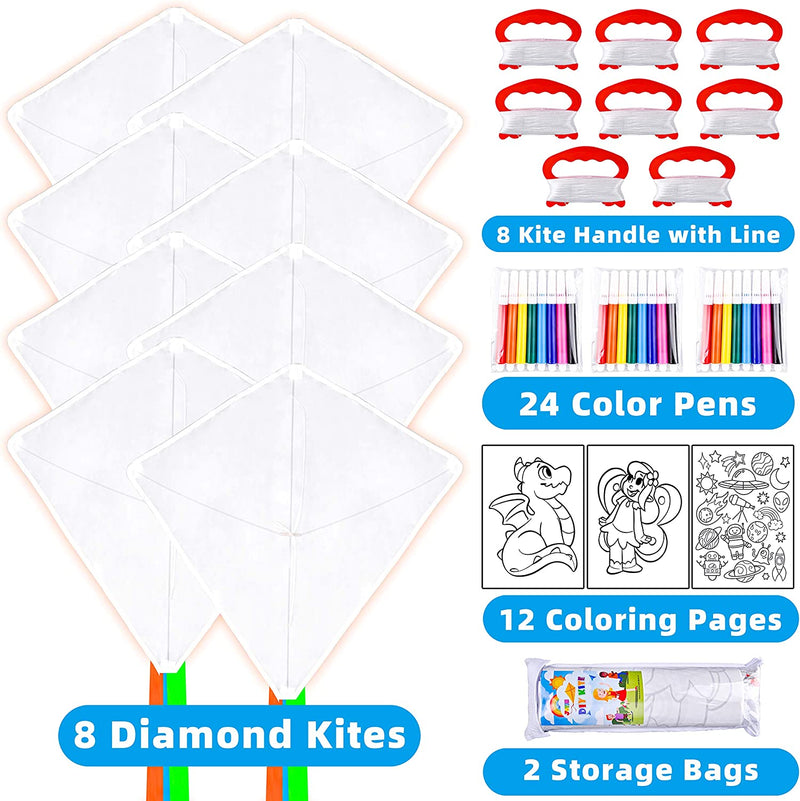 8 Packs DIY Diamond Kite with Watercolor Pen