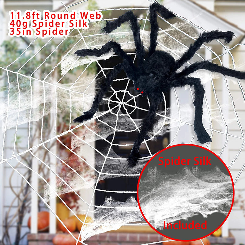 Giant Spider (35in) With Large Spider Web (11.8ft)