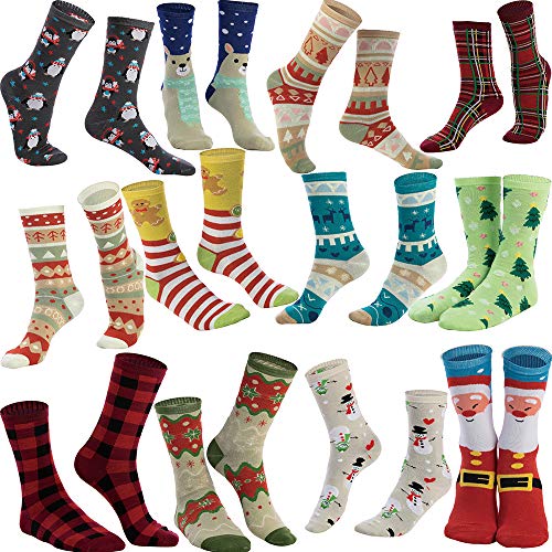Christmas Holiday Crew Socks, 12 Pairs