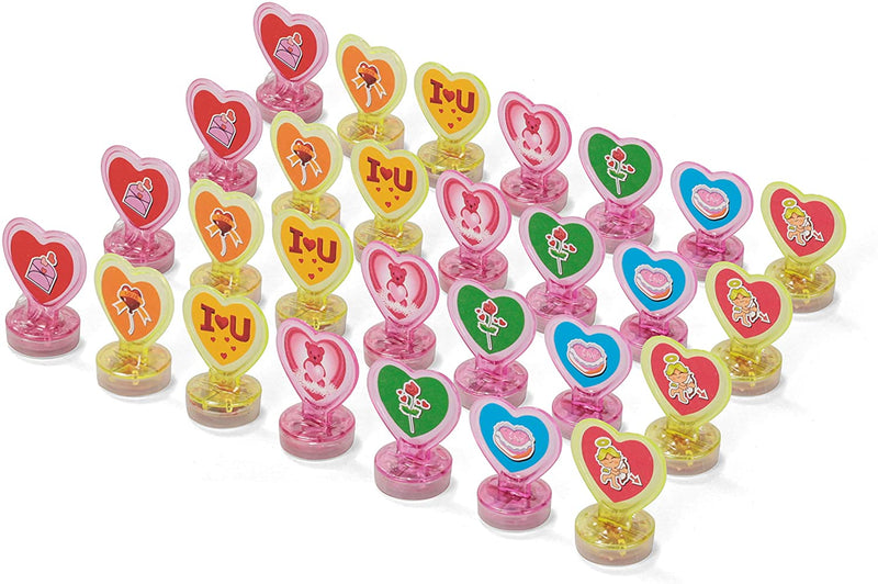 28Pcs Prefilled Hearts with Stamps and Stickers and Valentines Day Cards for Kids-Classroom Exchange Gifts