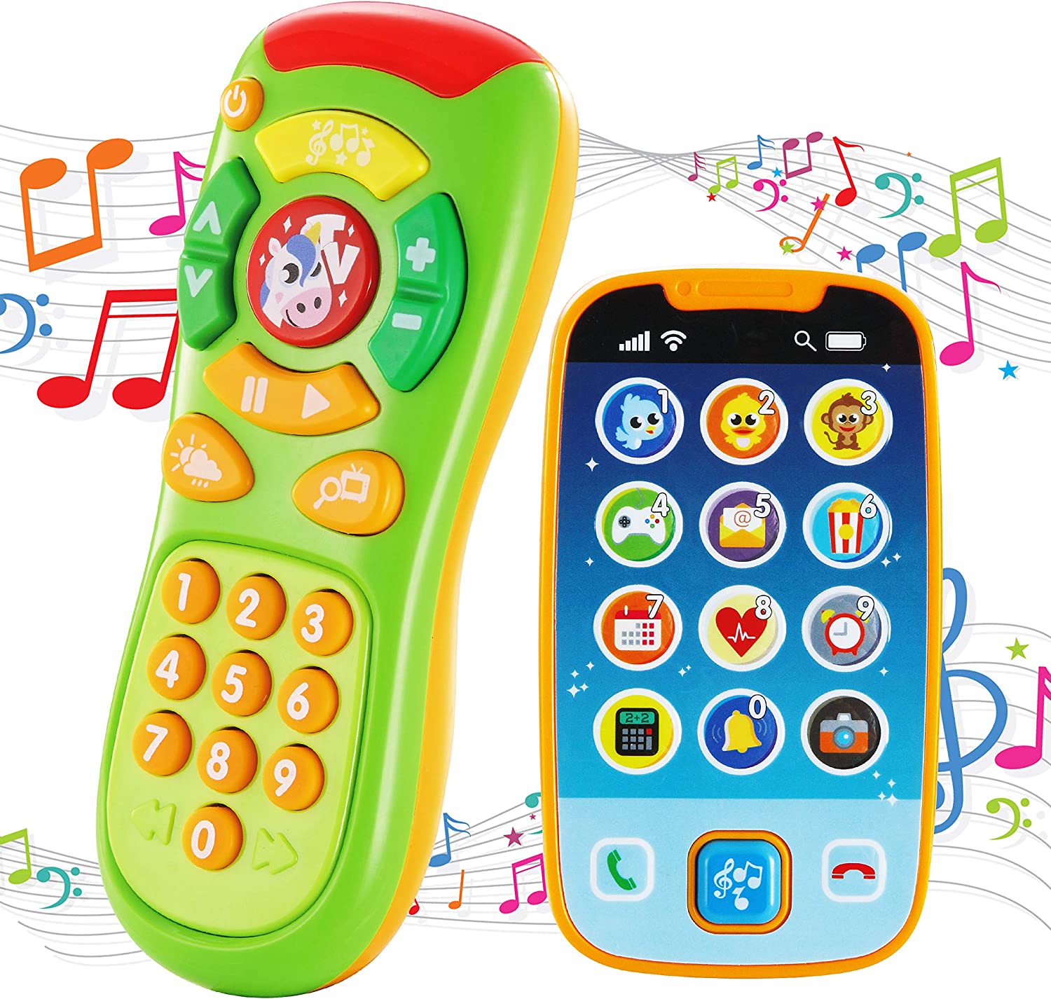 JOYIN Baby Toy Phone, Remote and Smartphone with Music, Fun Learning Musical Toys for Babies, Kids, Boys or Girls, Holiday Stocking Stuffers, Birthday