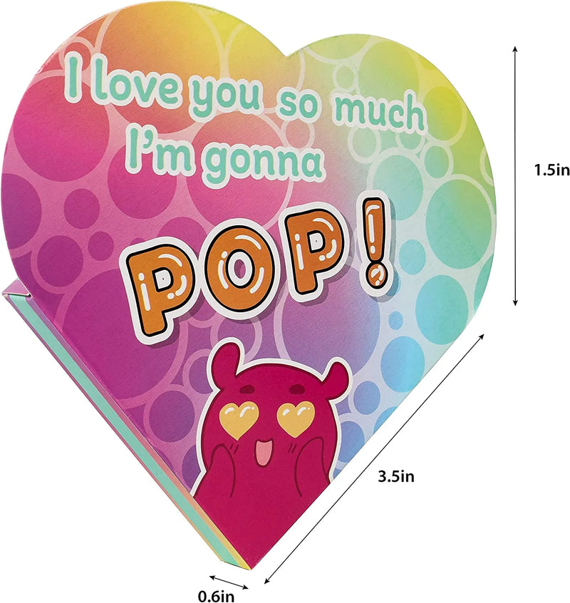 24Pcs Kids Valentines Cards with push bubble Toy in Boxes-Classroom Exchange Gifts