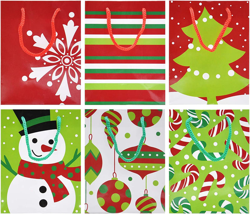 18 Pack Christmas Gift Bags, Holiday Paper Bags