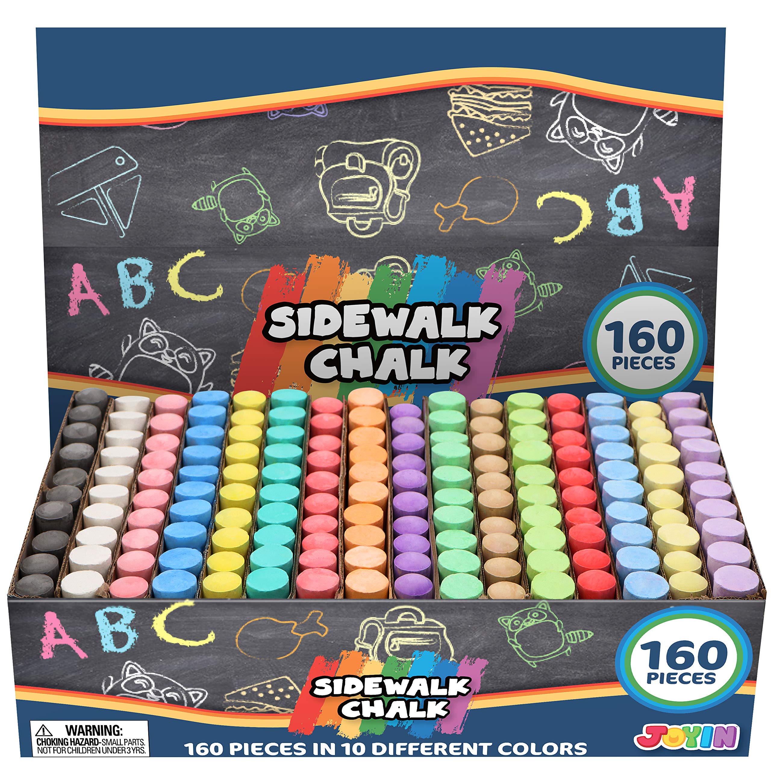 JOYIN 108 Pcs Sidewalk Chalk Set in 36 Count, 3 Assorted Colors, Non-Toxic Jumbo Washable Driveway Chalk for Outdoor Art Play, Great Gift Toys for